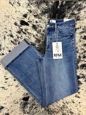 RFM Cuffed Wide Leg Jeans - High-Rise